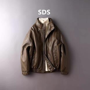 高端羽绒服男冬季2025新款加厚保暖痞帅宽松真皮立领机车皮衣外套