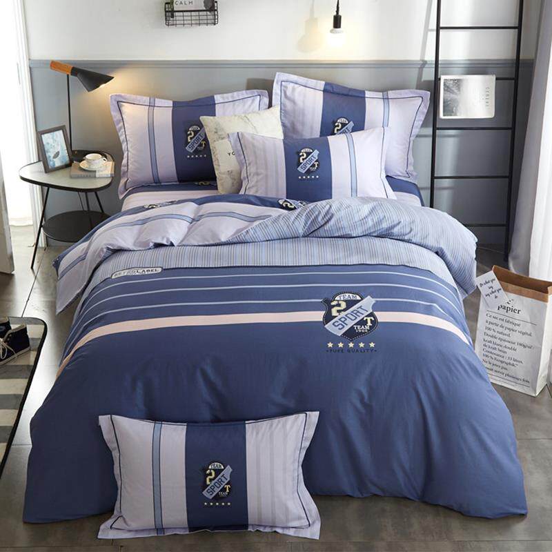 高档全棉床简单被套男士约纯件棉四式1.15床笠学生宿舍三件套青少