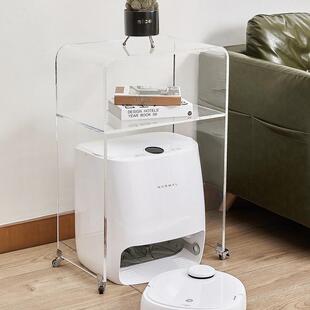 亚克力边几带轮云鲸伴侣科沃斯N9石头扫地机器人置物架创意小推车