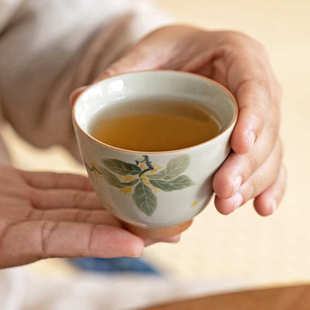 釉下彩桂花主人杯手绘陶瓷单杯品茗杯喝茶家用功夫茶具茶杯单个