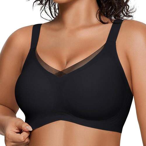 Womens Wireless Bras Removable Bra V Mesh Comfortable
