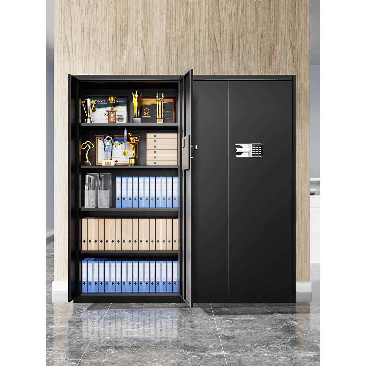 黑色电子保密柜办公室密码文件柜指纹锁资料档案柜加厚铁皮保险柜