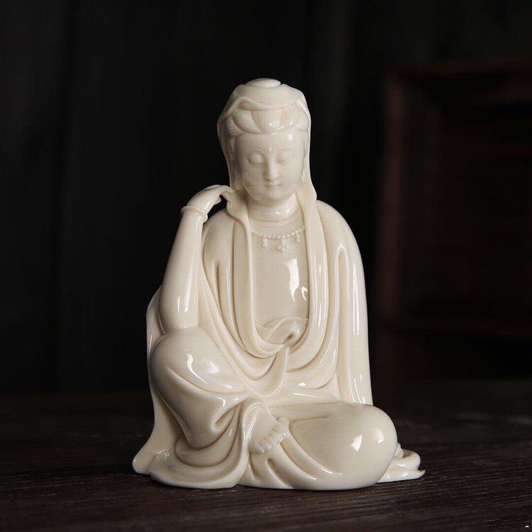 明清古典德化窑陶瓷摆件 手工白瓷小佛像 新古典风格客厅陈设
