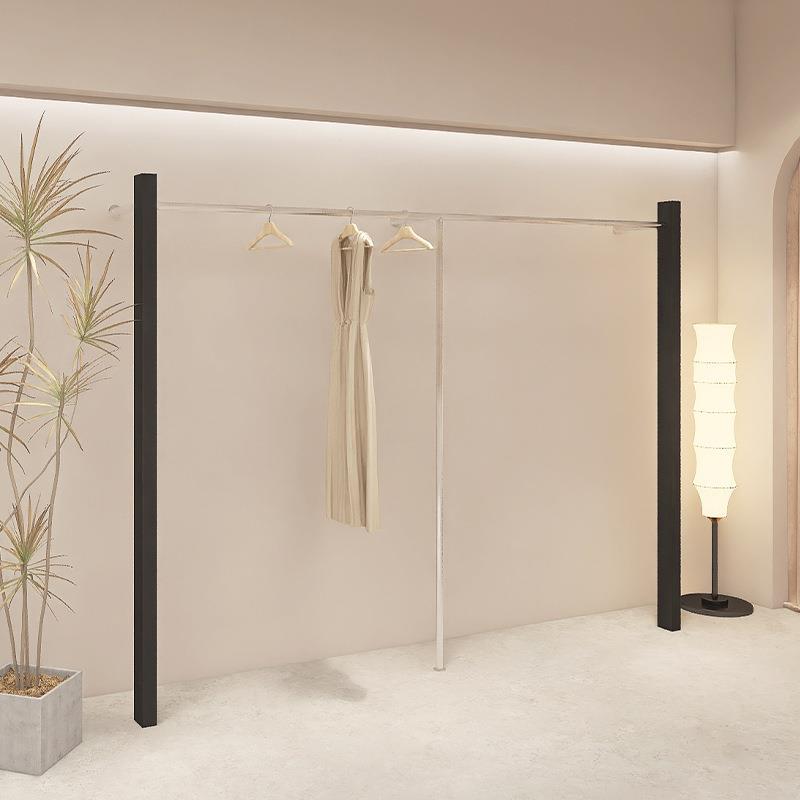 服装店展示架不锈钢侧挂衣架上墙落地式壁挂简约男装女装陈列架