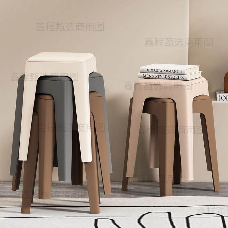 软包凳子家用可叠放备用加厚塑料方凳高板凳大人结实客厅餐桌椅子,住宅家具,其它凳子,淘宝优惠券,粉丝福利购,淘宝优惠卷