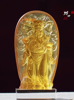 日本进口琉璃财神像风水招财摆件居家客厅办公桌面摆放商铺供奉送