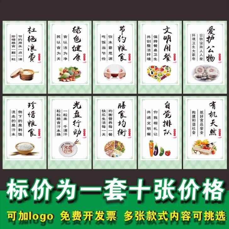 食堂文化墙贴挂图 企业工厂学校校园餐厅节约粮食标语海报装饰画