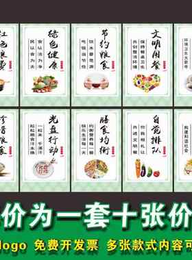 食堂文化墙贴挂图 企业工厂学校校园餐厅节约粮食标语海报装饰画