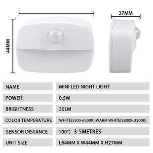 Light Night Battery AAA Indoor Sensor Motion Lamp LED Mini