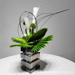 现代轻奢仿真花艺插花摆件样板房客厅餐桌酒店前台洽谈桌绢花摆设