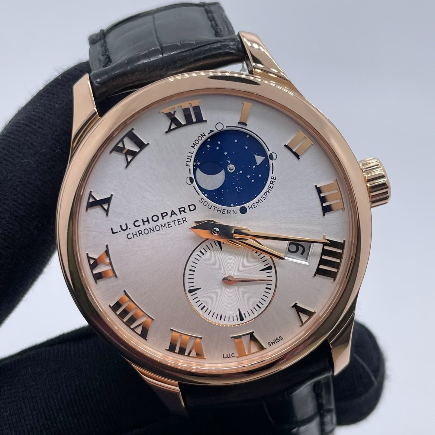 公价18万】98新萧邦18k玫瑰金161934-5001自动机械40mm男士手表