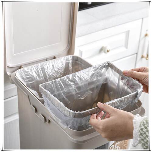 厂家直销塑料分类垃圾桶35L45L厨房干湿分类可移动家用垃圾桶