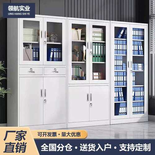 文件柜铁皮柜钢制办公室档案财务凭证资料柜加厚带锁双铁门文件柜