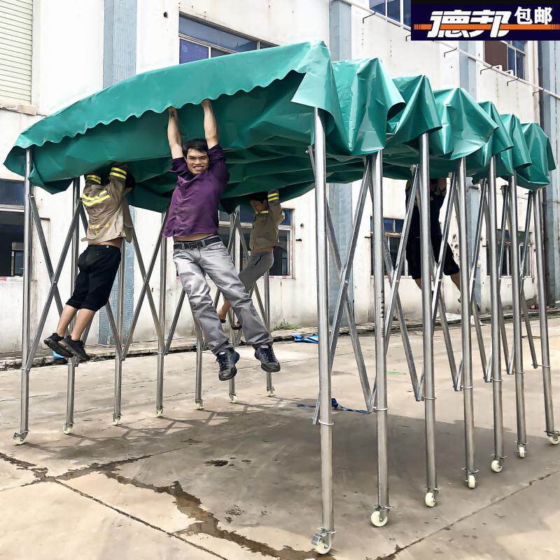 手动搭建大型遮雨棚 户外防雨推拉伸缩式篷 彩篷品牌镀锌钢管遮阳