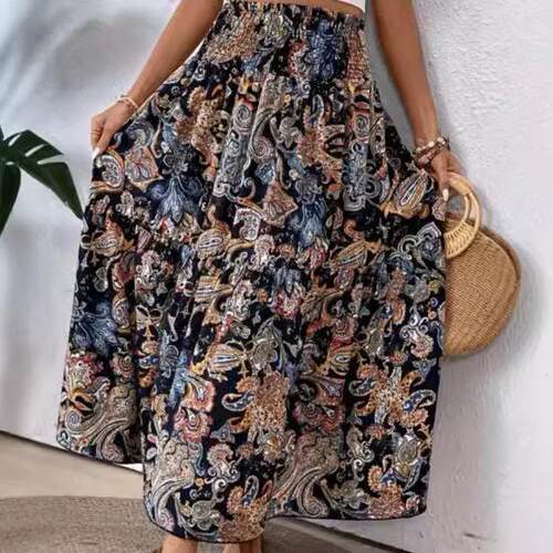 Plus Size Women's Long A-Line Skirt High Waist Elastic