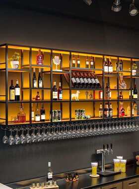 酒架餐厅壁挂式红酒架吧台工业风铁艺靠墙圆形挂墙金属酒柜家用