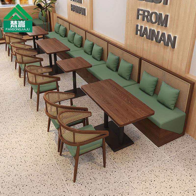 火锅店卡座沙发商用连锁主题餐厅茶楼靠墙半圆卡座餐饮店实木桌椅