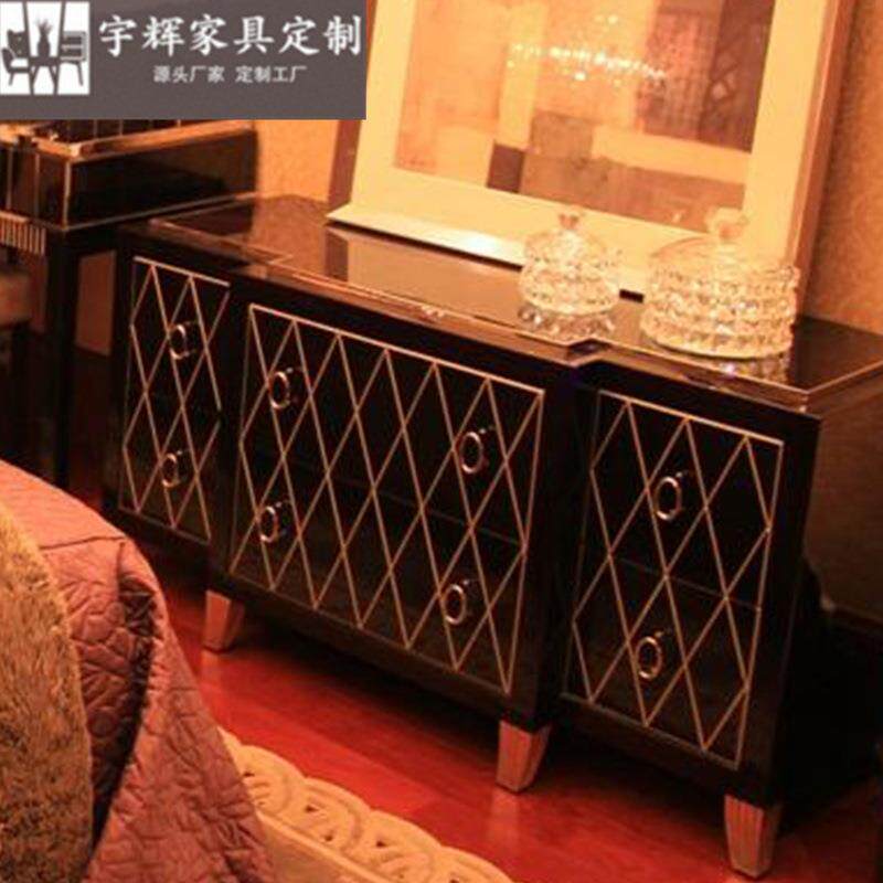 新古典后现代卧室家具 实木雕刻烤漆储物柜 样板间电视柜