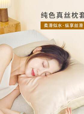 单面真丝枕套枕头套纯色真丝面料丝绸枕套