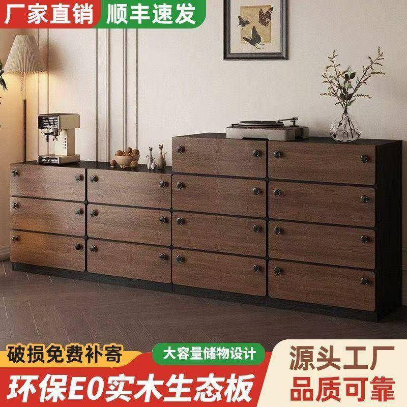 新款中古五斗柜欧式SQH轻餐边柜沙边柜奢移物动储柜发卧室简约抽