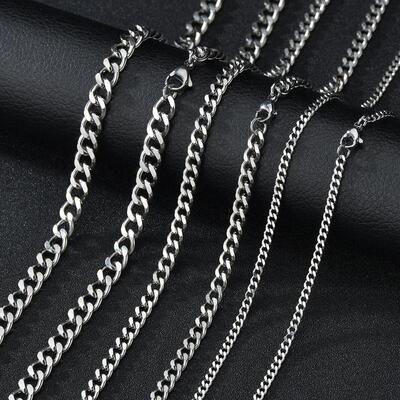 Cuban Link Chain Necklace For Men Woman Basic Stainless