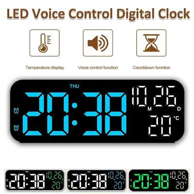 LED Digital Clock Temperature Date Week Display Desktop Cloc