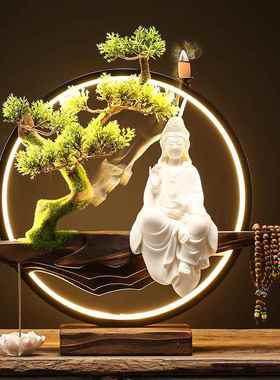 高档覆古中式萨陶瓷供工艺品白瓷观音佛菩自在观音像家用玄关奉摆