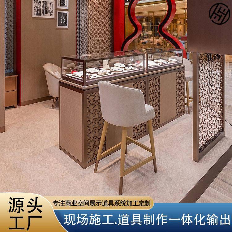 商场珠店展示柜货柜定制不锈钢玻璃柜玉器黄金饰品展示柜中岛柜