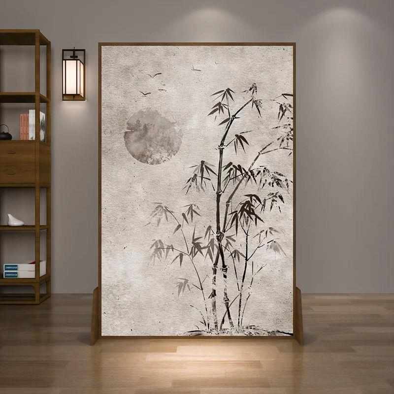 字画中式屏风隔断客厅办公室可移动入户玄关遮挡装饰禅意座屏古风