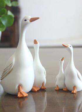 户外摆件仿真母子鸭子庭院装饰微景观摆件树脂工艺品摆件跨境产品
