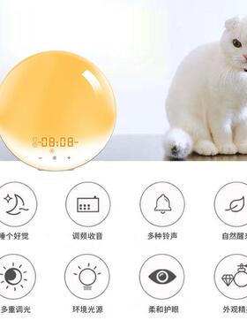 SH-01意七彩氛围模灯音闹乐钟拟日出日落唤醒睡眠灯创儿童起床叫