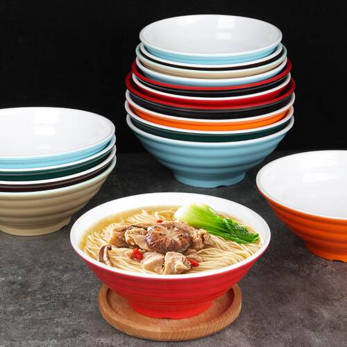 面碗面馆专用螺纹密胺碗商用麻辣烫大碗面条拉面汤粉米线仿瓷餐具