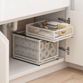 免打孔水槽橱柜衣柜轨道拉篮加深大容量伸缩抽拉抽屉式整理收纳筐,厨房/烹饪用具,抹布架/厨房清洁收纳架,淘宝优惠券,粉丝福利购,淘宝优惠卷