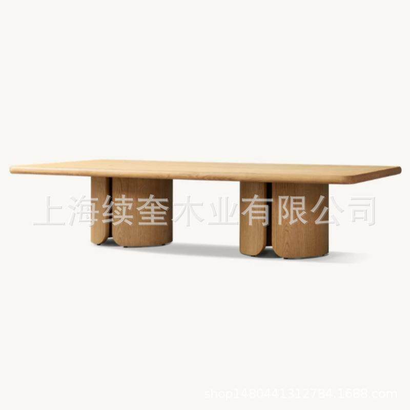 RH美式实木长方形茶几圆形客厅咖啡桌家具别墅民宿亚马逊出口工厂