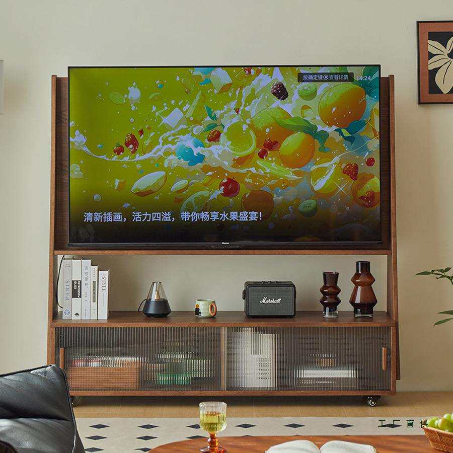 木985可小移动电视柜支架复古厅户型卧室客家用中实古风电视架子