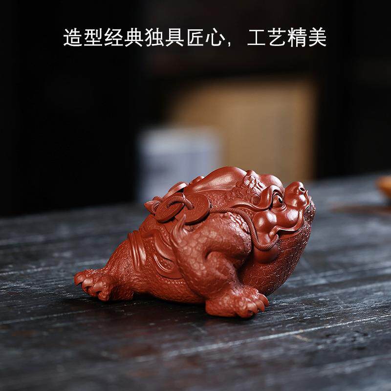 宜兴德利陶原矿紫砂朱泥雕塑茶宠摆件工艺品霸王金蟾新品陶瓷