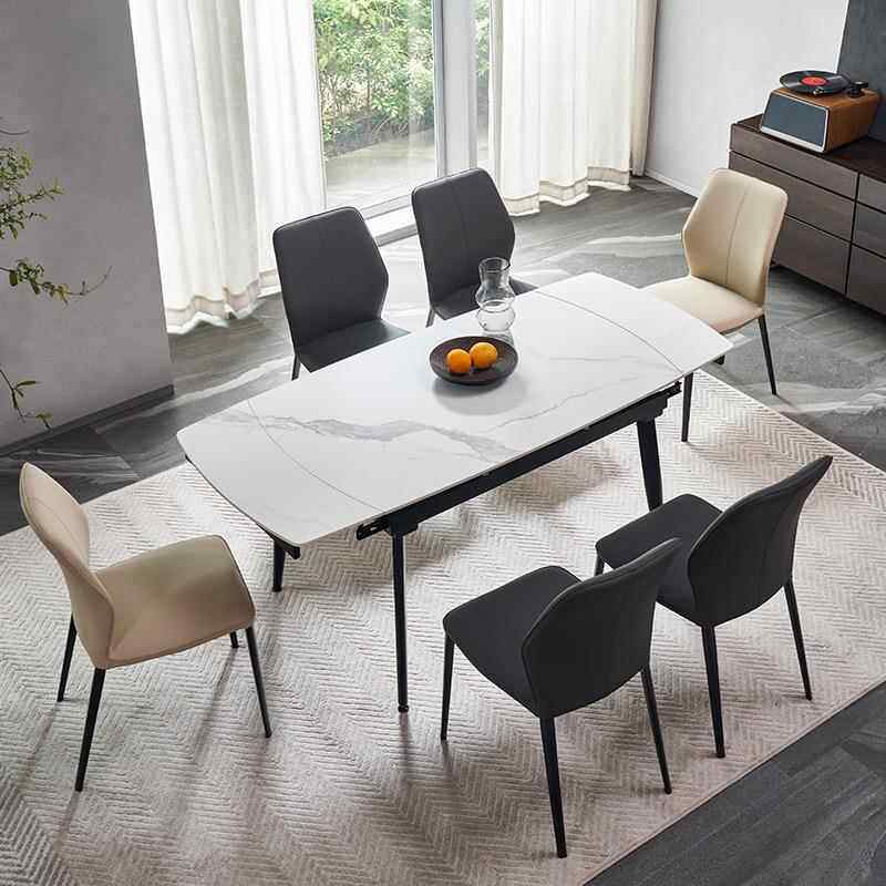 德利岩板餐桌长方形小户型家用饭计可伸缩折叠设师959高端拉米娜