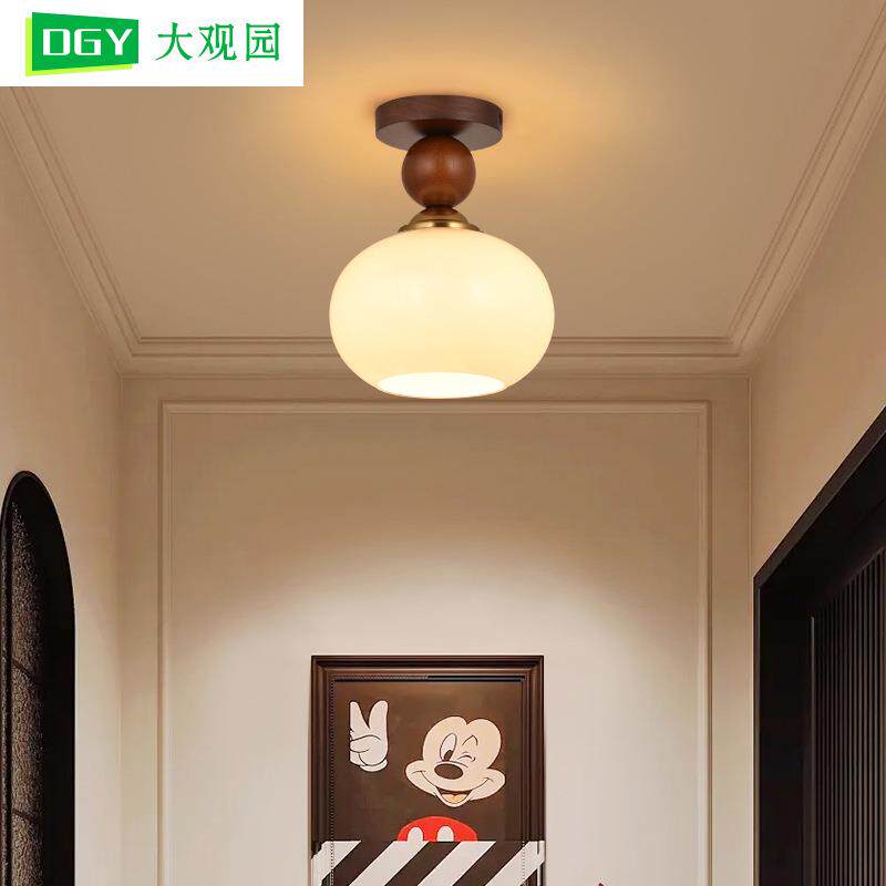 【严选】中古风过道灯走廊灯现代简约入户玄关阳台灯原木灯具L271
