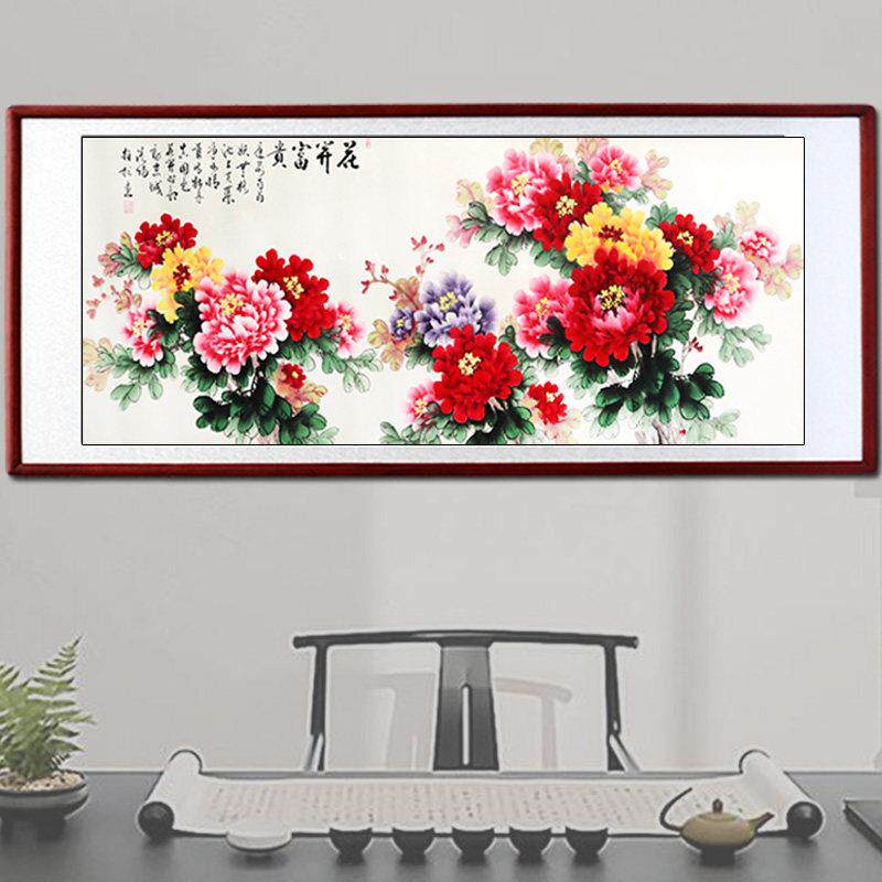纯手绘牡丹图花开富贵客厅办公室装饰画卧室花鸟招财国画茶室挂画