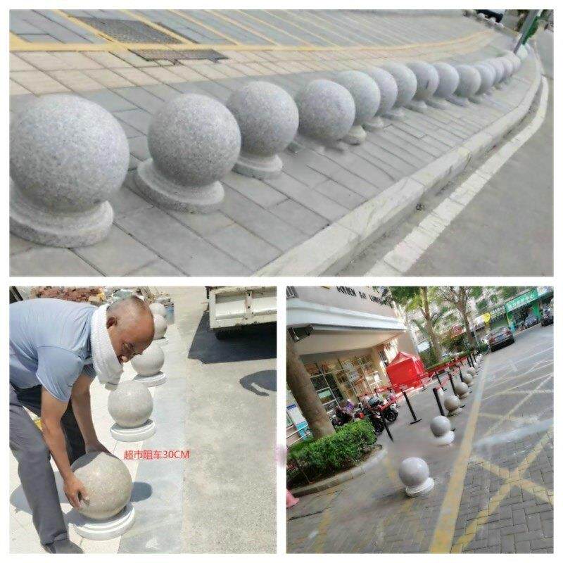 阻车石球上海圆球花岗岩芝麻白石材阻车大理石球广场拦车路障石墩