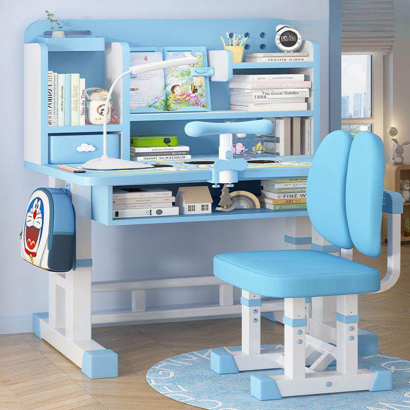 儿童学习桌椅套装家用中小学生书桌书架写字桌可升降课桌椅子组合
