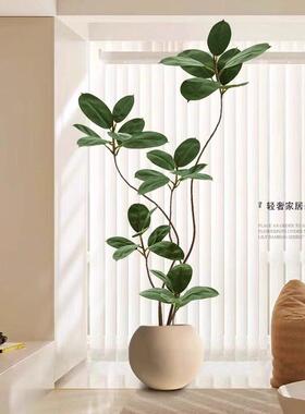 彷真绿色植物橡皮树假植物客厅轻奢彷生花装饰树室内大型盆栽落地
