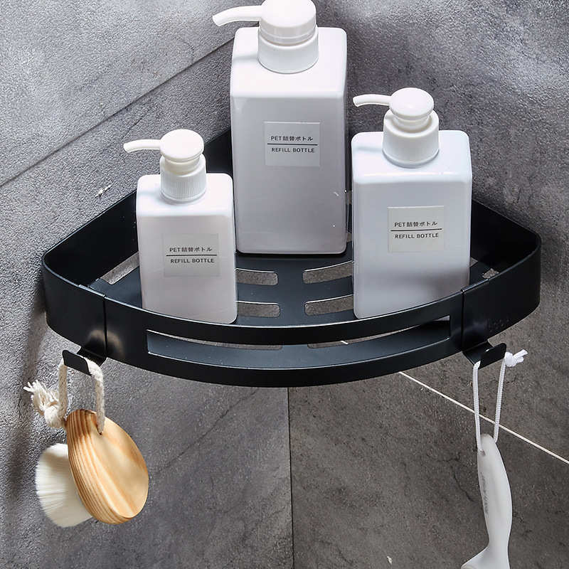 304不锈钢浴室置物架免打孔洗澡卫生间三角架厕所转角壁挂收纳架