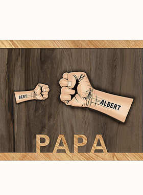 父亲节工艺品摆件Father's Day自定义木质相框奋斗拳头装饰品