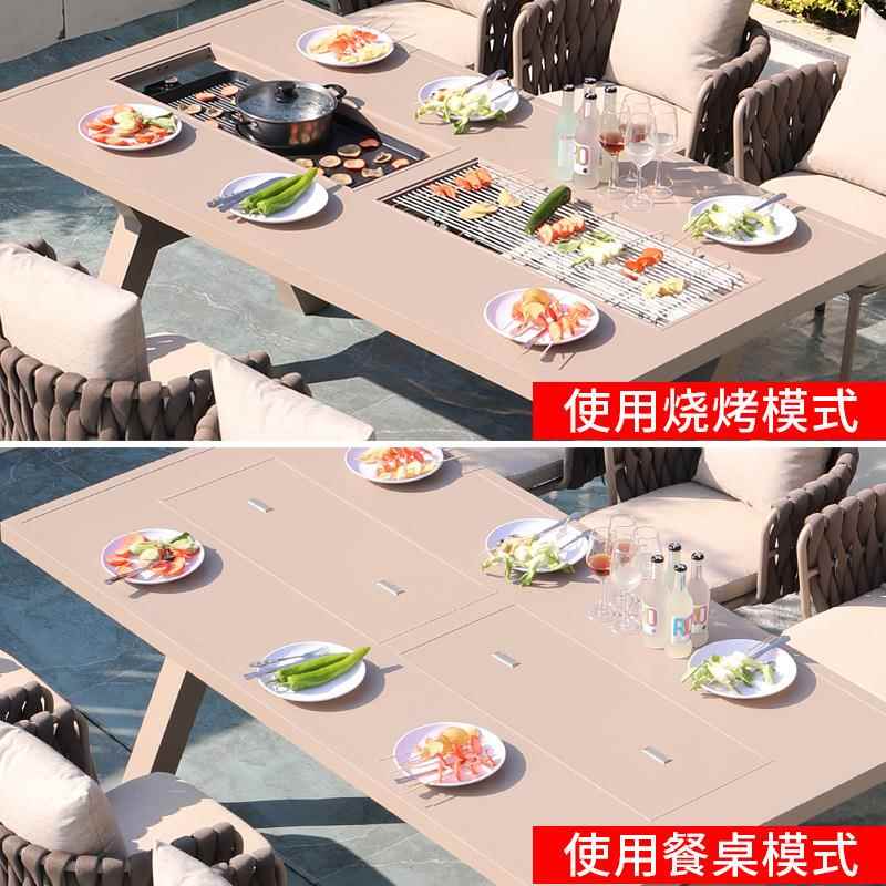 户院外烧烤桌室外庭桌椅别墅休闲桌椅围炉煮茶烤炉露M-2446阳台台桌烧椅
