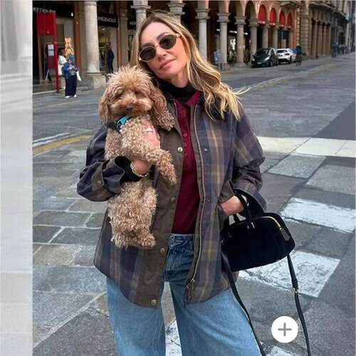 Women's collar plaid jacket