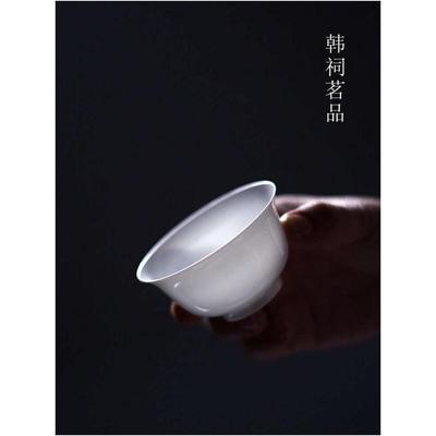 小飞虹｜素月｜骨瓷主人杯个人杯薄胎茶杯纯白大容量功夫茶碗高端