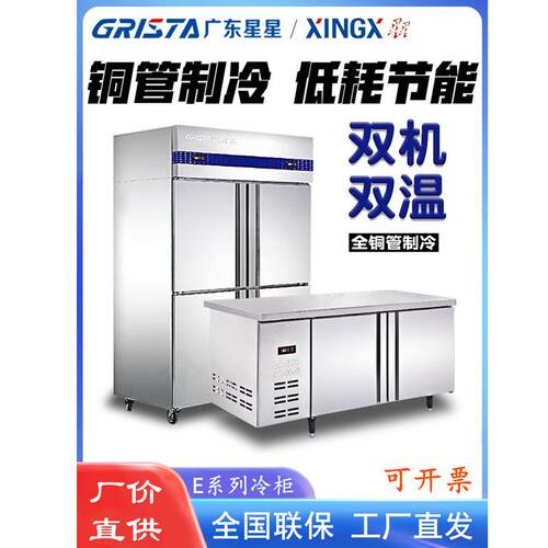 XINGX广东星星冷柜E款不锈钢厨房柜冷冻柜双温冷冻柜商用大容量