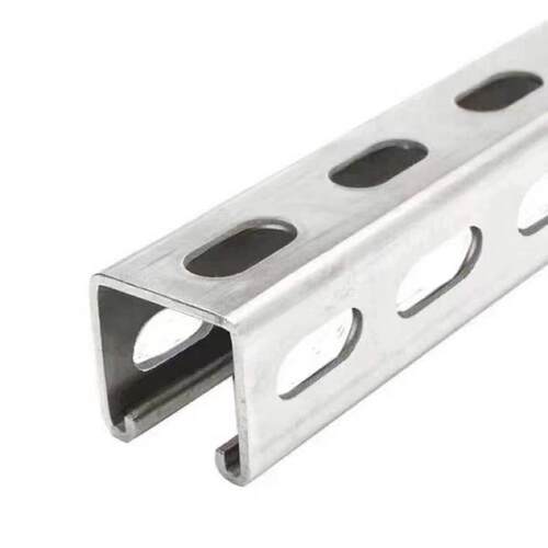 万能C型钢三面打孔镀锌支架多孔光伏导轨抗震支架U型钢槽钢