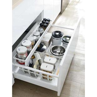 ZZ8N批发厨房橱柜内抽屉分层架伸缩抽拉式 深抽屉上下分隔置物餐具